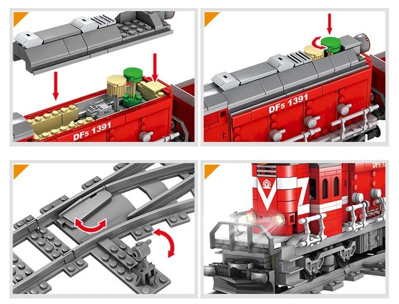 KAZI TrainSeries Electronic Bricks For Kids Toys Electric RC Urban Rail Train Track Assemble Train building blocks toys