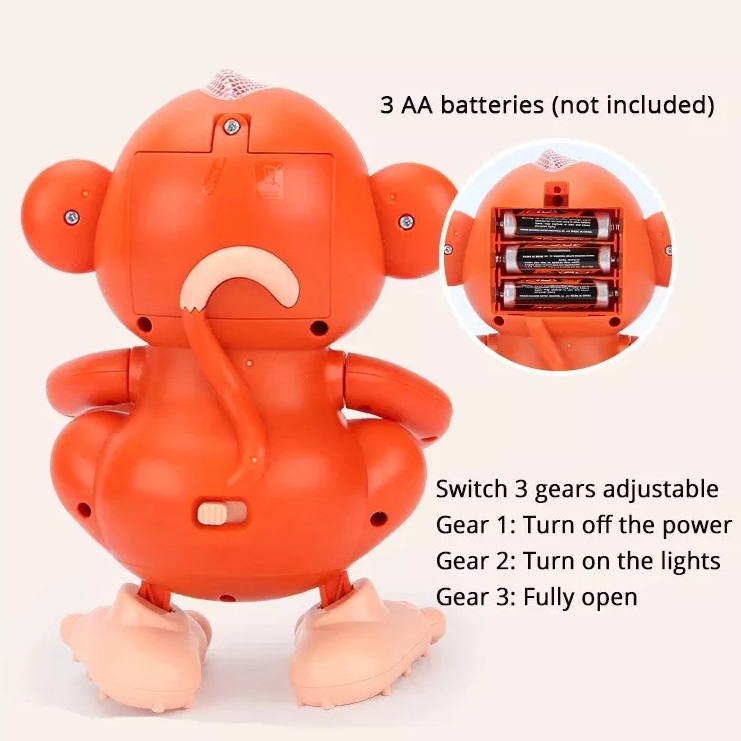 Cute Animal Battery Operated Electric Left And Right Walking Light Music Interactive Anime Toys Dancing Monkey Toy