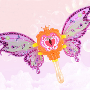 Plastic Light Up Fairy Bubble Wand Toy Flashing Butterfly Water Bubble Stick With Wing Magic Soap Bubble Machine Toy For Girl