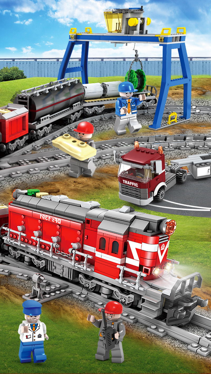 KAZI TrainSeries Electronic Bricks For Kids Toys Electric RC Urban Rail Train Track Assemble Train building blocks toys