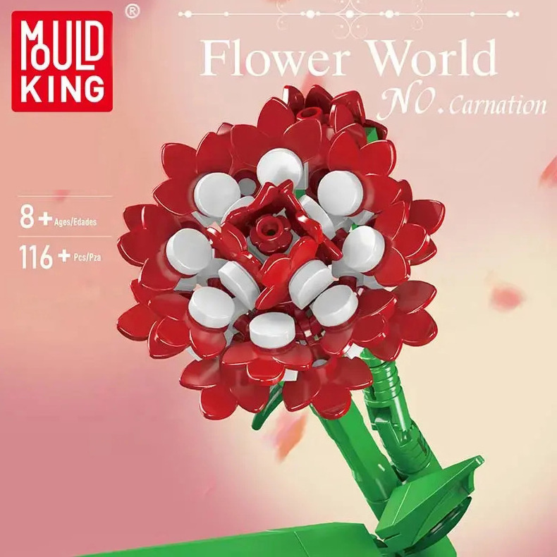 Mould King 24010 Decorative Flower Bricks Mothers Day Girls DIY Toys Garden Assemble Model Set No.Carnation Building Block