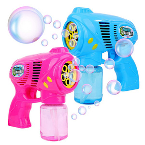 New Arrival LED Light Up Bubbles Blaster Blower Battery Operated Bubble Gun with Bottle Solutions for Kids Outdoor Summer Toys