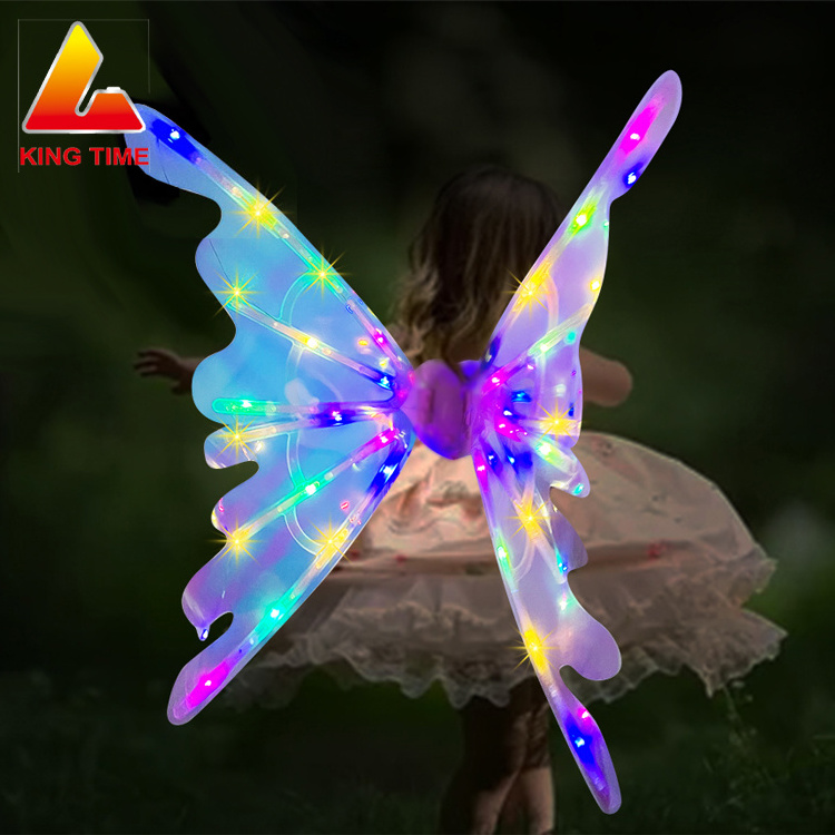 2023 Hot sell New Electric DIY  Butterfly Wings With Music Costume For Girls Light Up Fairy Wings Cosplay Angel Flapping