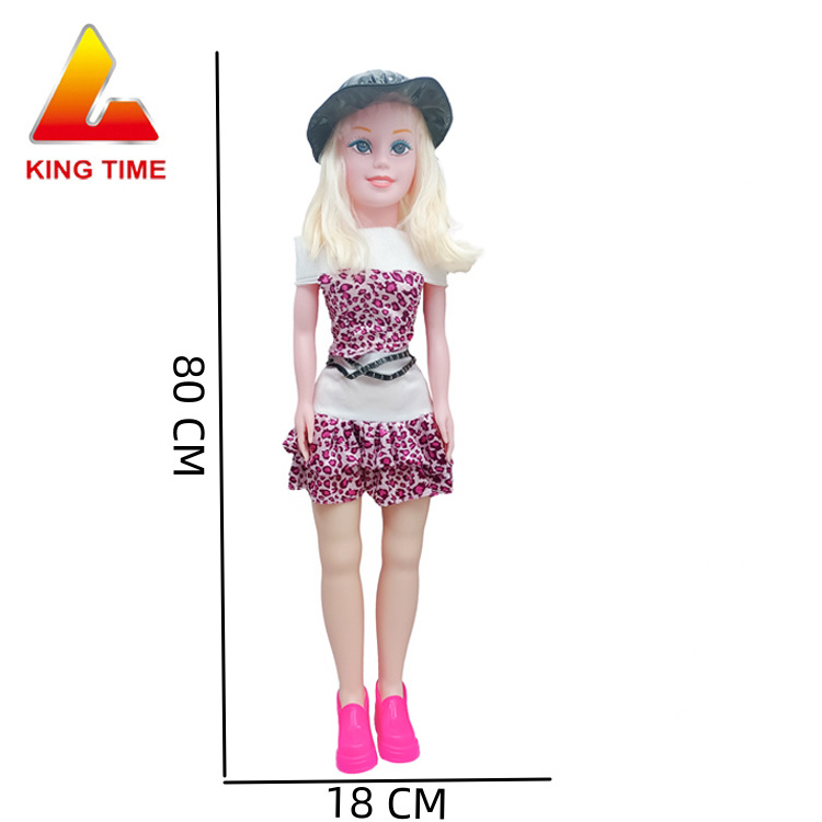 KingTime Toys Factory Direct Sales Girl Dolls For Kids Full Vinyl Silicone Blond Hair Solid Doll With Black Hat girls toys