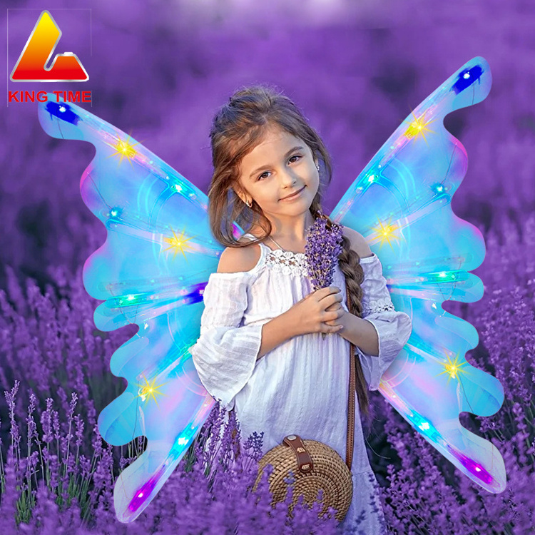 2023 Hot sell New Electric DIY  Butterfly Wings With Music Costume For Girls Light Up Fairy Wings Cosplay Angel Flapping