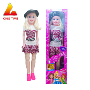 KingTime Toys Factory Direct Sales Girl Dolls For Kids Full Vinyl Silicone Blond Hair Solid Doll With Black Hat girls toys