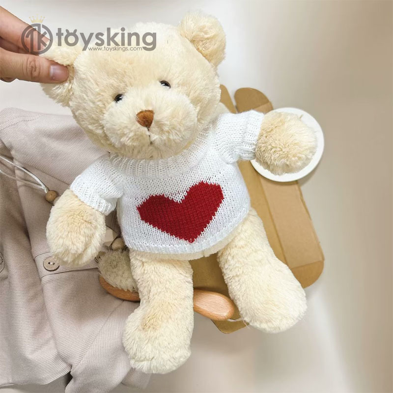 CE ASTM OEM ODM Low Moq Custom Logo Plush Dolls Stuffed Animal Custom Blank Bear with Knitted Sweater for DIY  Music talk toy