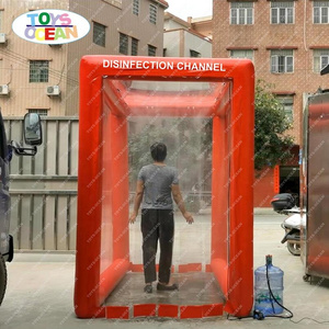 Fast blow up sanitizer cabin tunnel inflatable disinfection channel tent with spray system for temporary outdoor sterilization