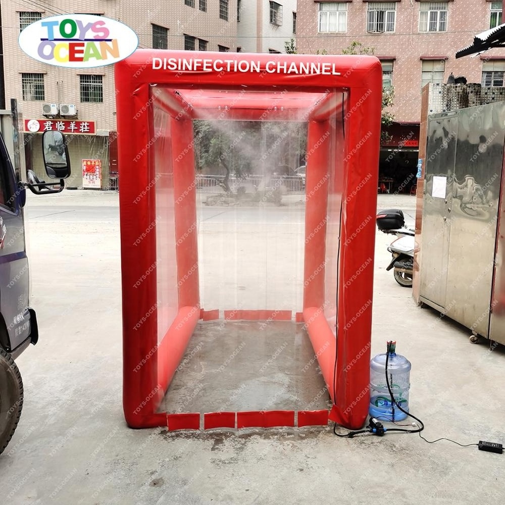 Fast blow up sanitizer cabin tunnel inflatable disinfection channel tent with spray system for temporary outdoor sterilization