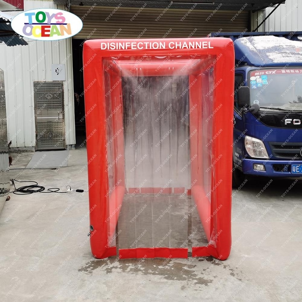 Fast blow up sanitizer cabin tunnel inflatable disinfection channel tent with spray system for temporary outdoor sterilization