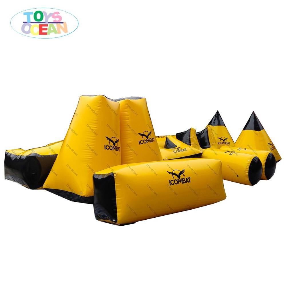 Air sealed inflatable bunker for combat archery and paintball with custom logo design