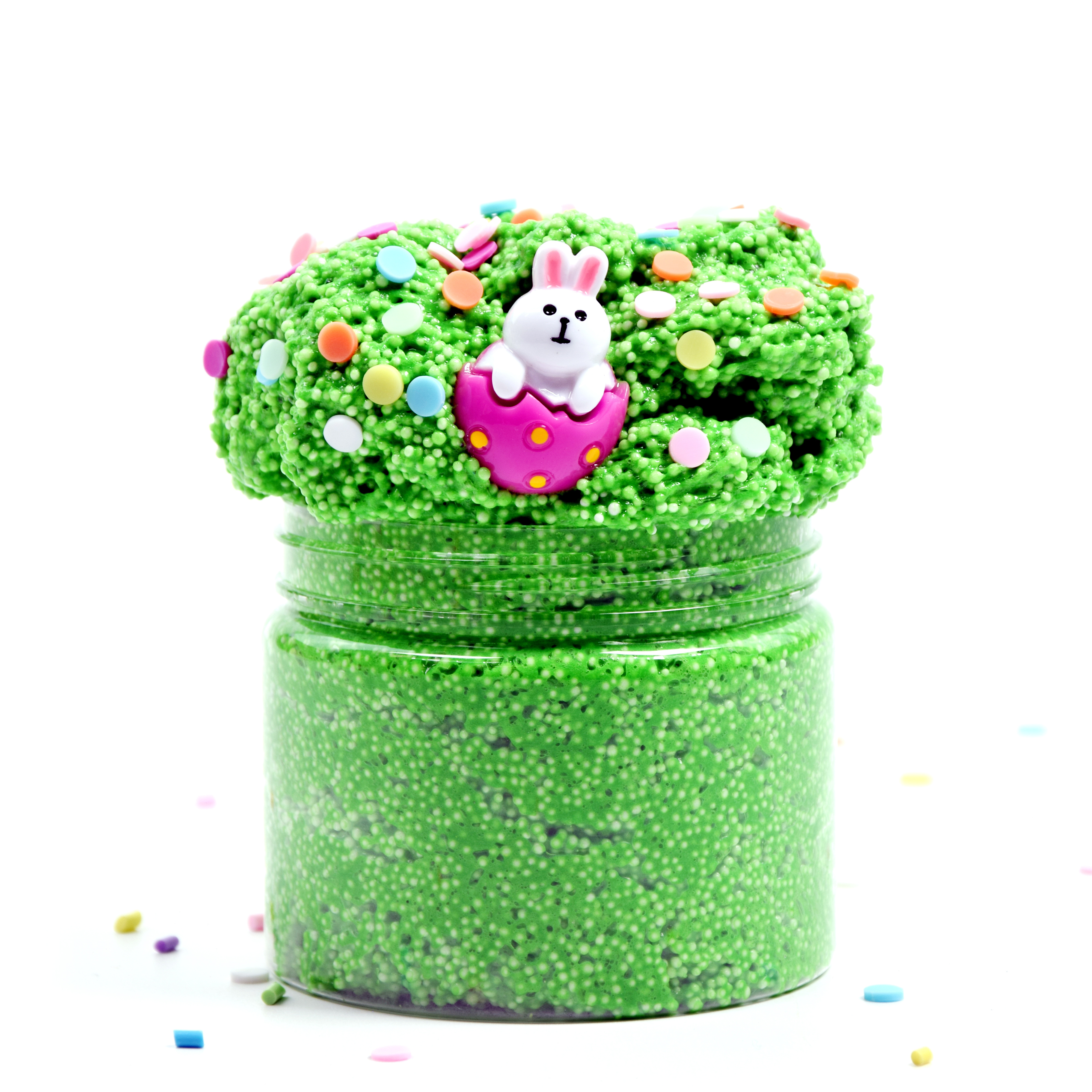 OEM Christmas Gift Green Scented Foam Slime with Rabbit Resin Charm Color Polymer Clay Slices Fimos Modeling Slime