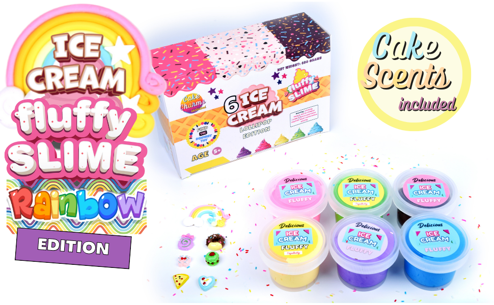 In Stock Fluffy Slime Kits Candy Scent Butter Slime with Rainbow Slime Add Ins Educational Toy  for Kids