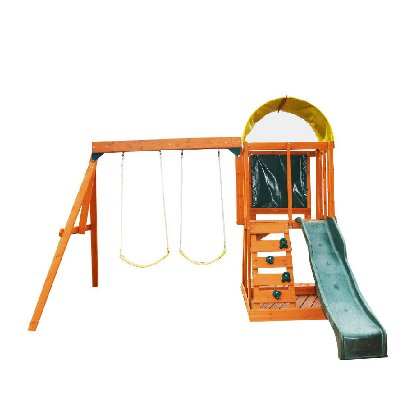 Outdoor playground wooden swing&slide play sets