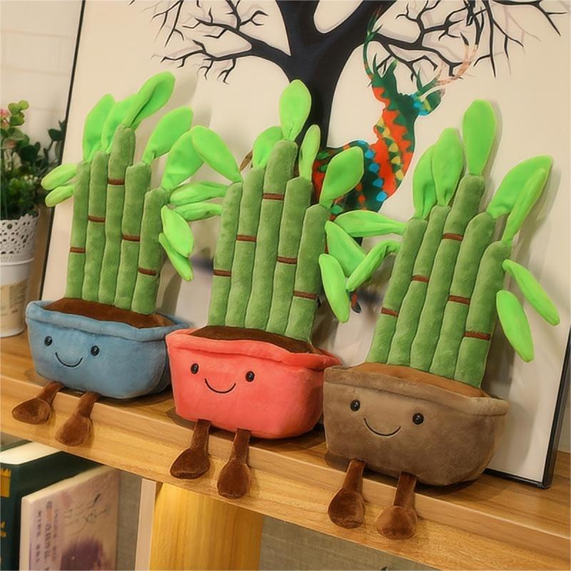 Wholesale Potted Pine Bamboo Plush Plants/Flower Plush Toys/Mushroom Dragon beard tree Potted Plants Soft Plushies