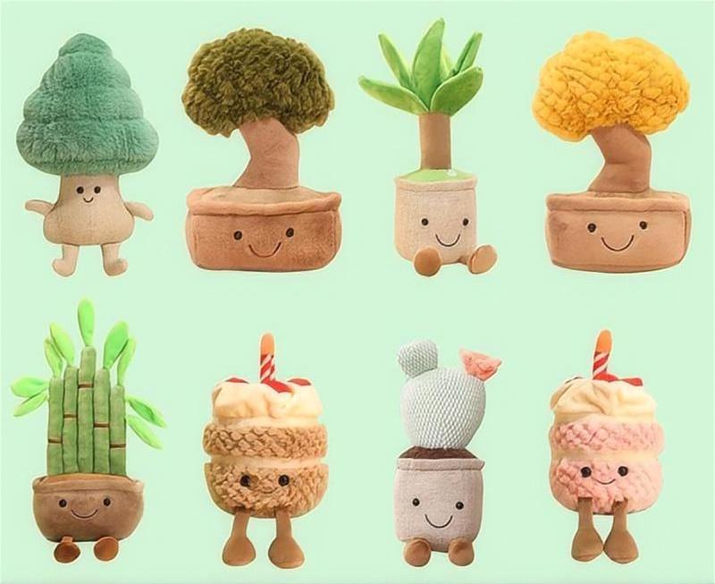 Wholesale Selling Novelty Potted Plush Plants/Flower Plush Toys/Mushroom Dragon beard tree Potted Plants Soft Plushies