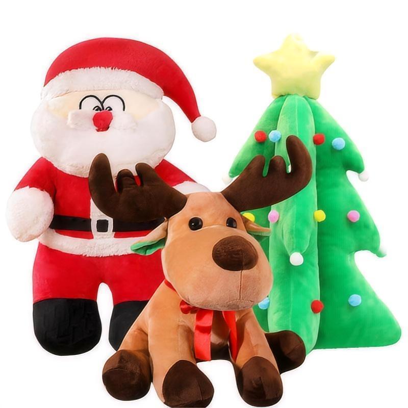 Custom Cute Reindeer Santa Plush Toys/Christmas Tree Plush Toys/Children Xmas Soft Stuffed Animal Toys for Kids 35cm