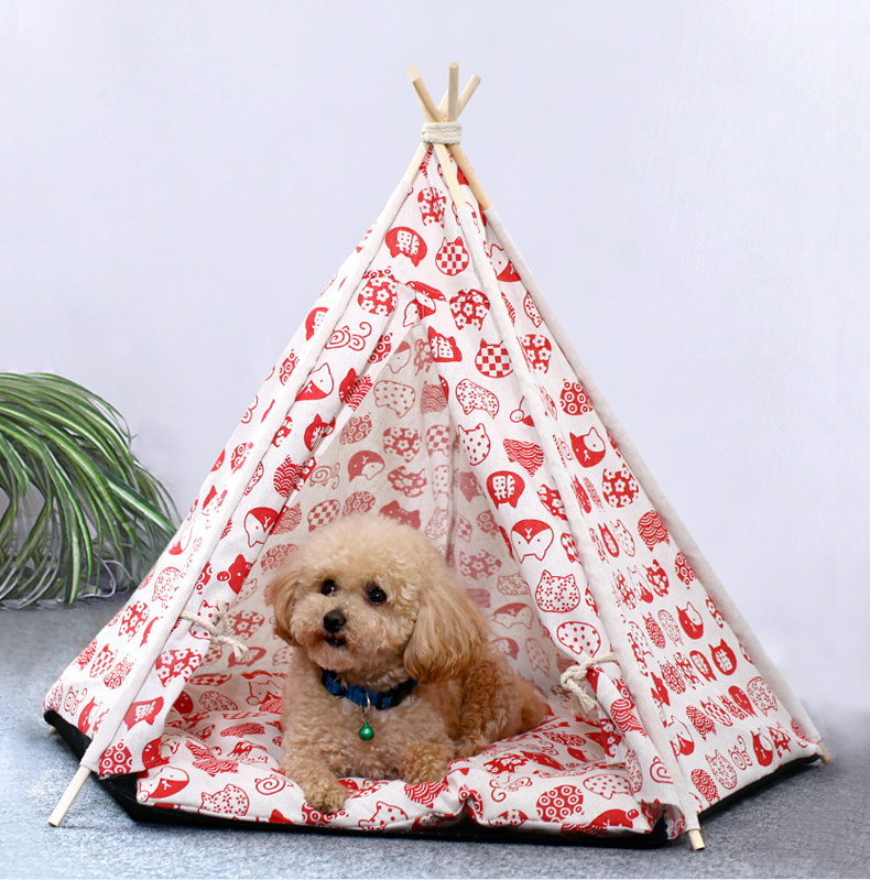 Hot Sale Soft Warm Detachable and Washable Pet Bed Teepee Tent for Dogs/Cats