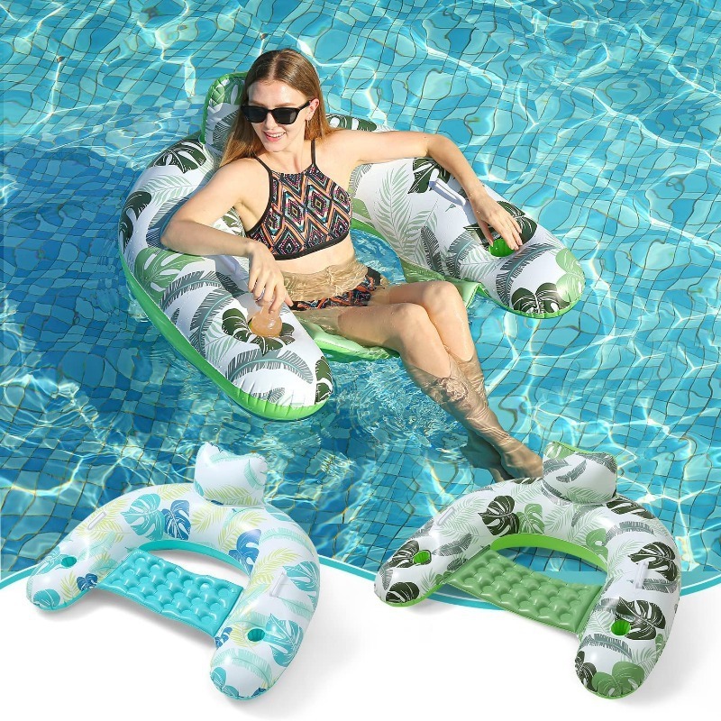 Pool Lounger Float for Adult Float Hammock mesh Bottom Pool Float Two Handle