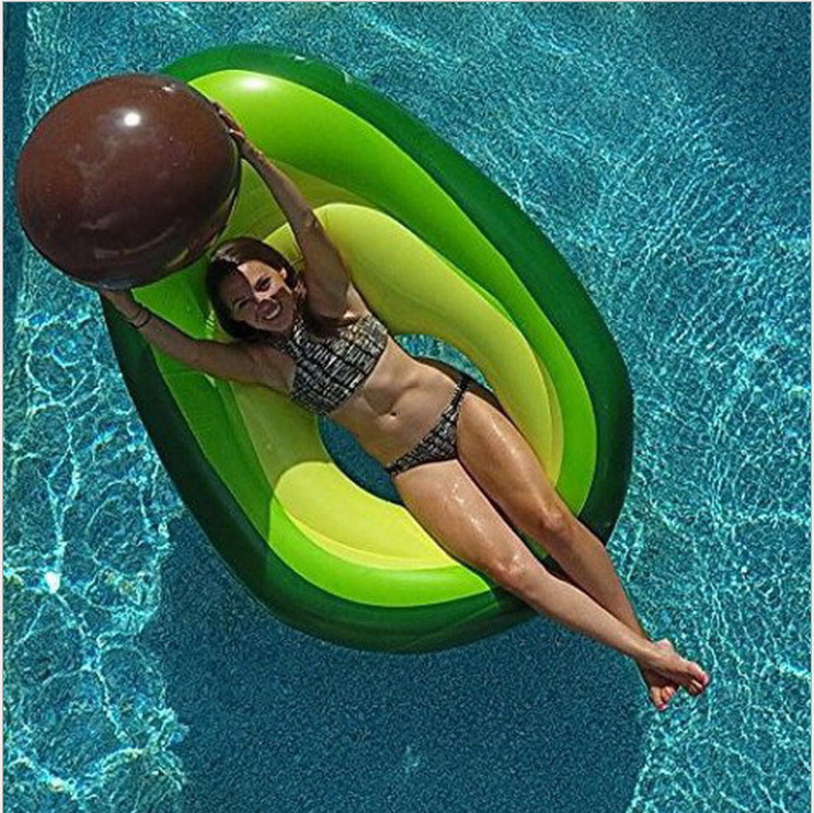 Inflatable Avocado Pool Float with Ball Water Fun Large Blow Up Summer Beach Swimming Party Toys Lounge Raft for Kids Adults