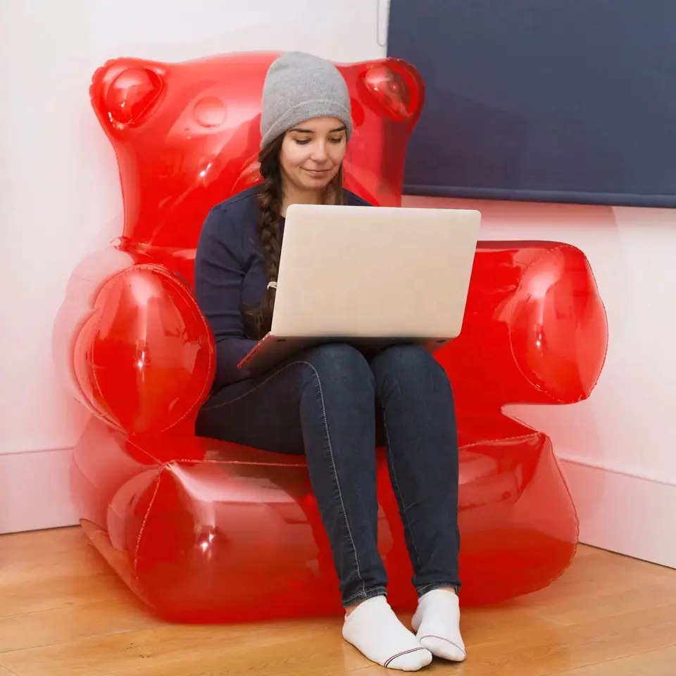 Gummy bear inflatable chair clear pvc inflatable pink sofa for 1 person