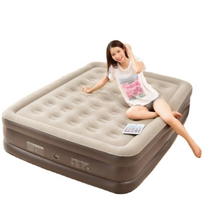 Waterproof Soft Top High Quality King Size Inflatable Air Bed Mattress Inflatable Flocked AirBed Air Mattress with Built in Pum