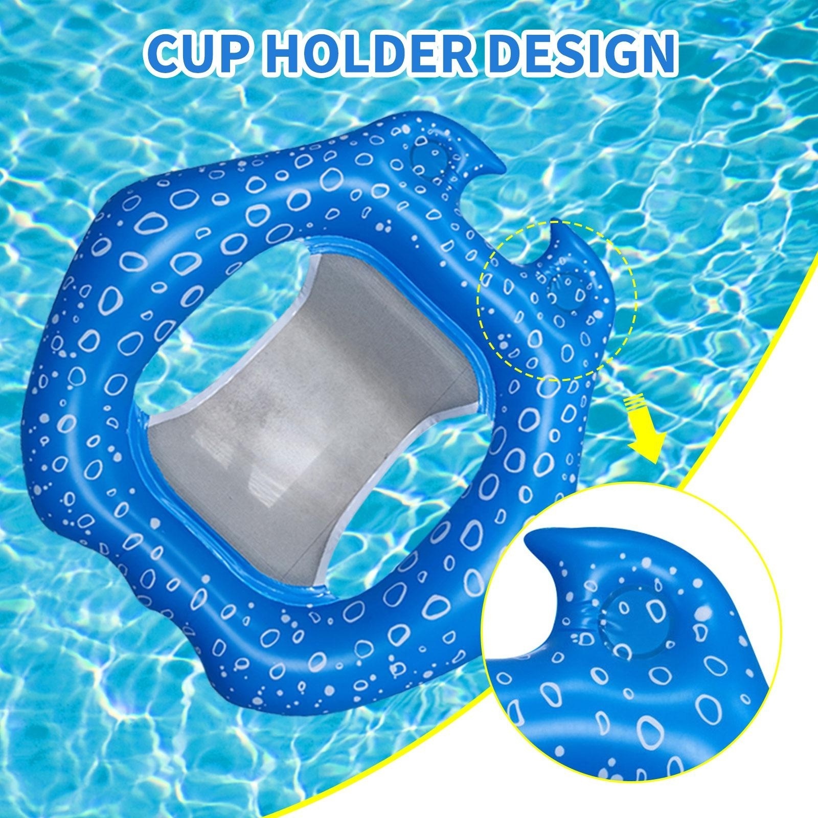 Inflatable Pool Float Lounge - Reusable Inflatable Pool Hammock Chair Recliner with Cup Holder