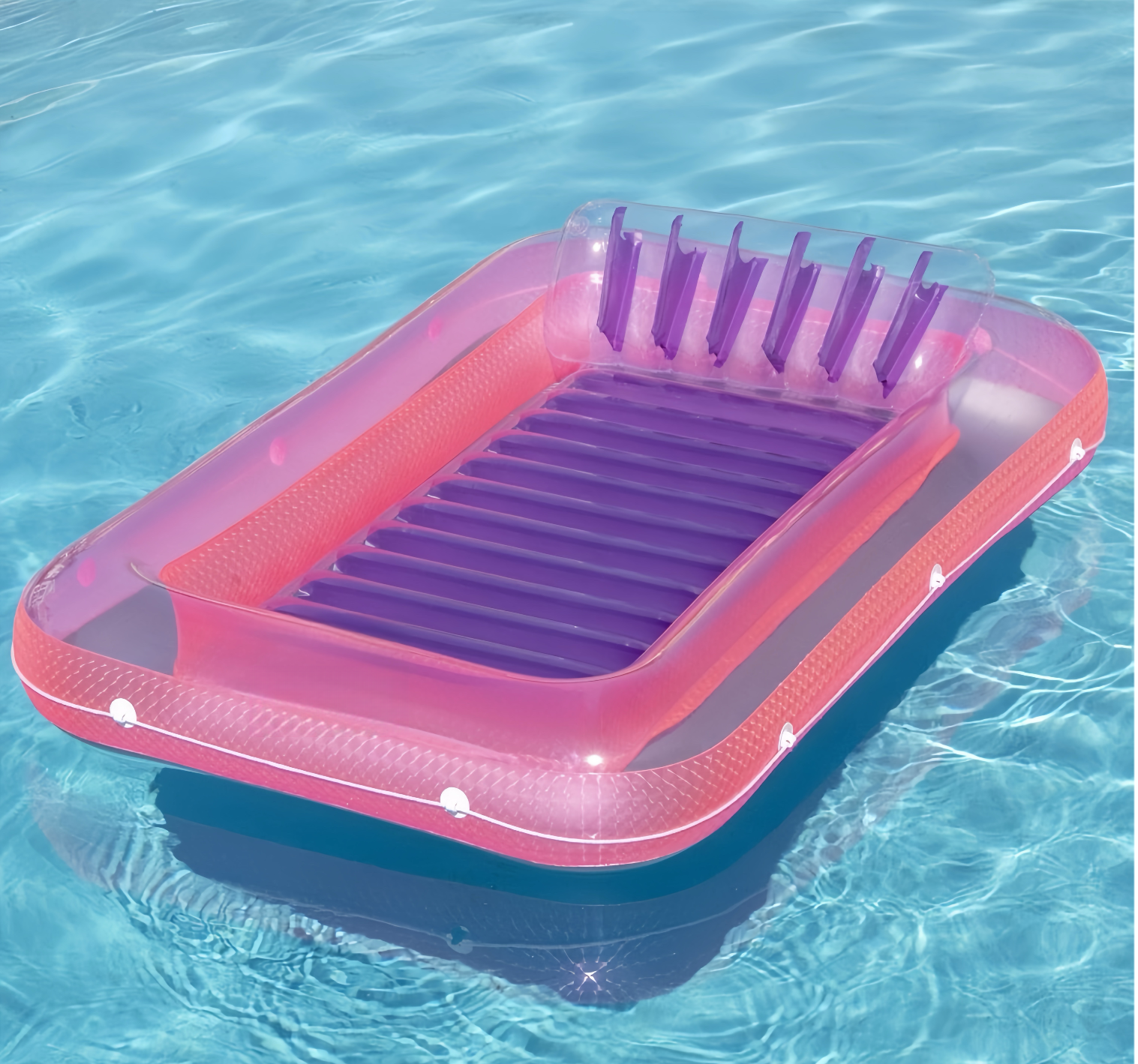 Inflatable Swimming Pink &Purple  Floating Lounger with Oversized Pillow  Inflatable Tanning Pool  Lounger Float