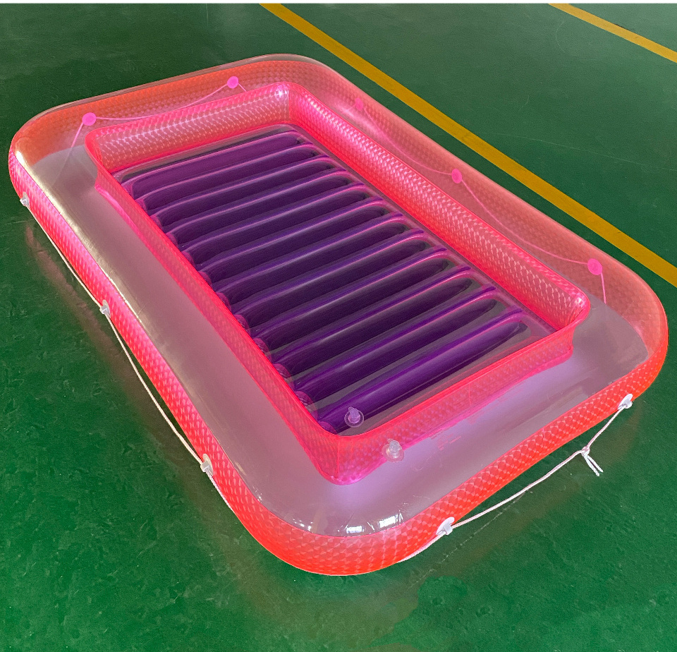 Inflatable Swimming Pink &Purple  Floating Lounger with Oversized Pillow  Inflatable Tanning Pool  Lounger Float