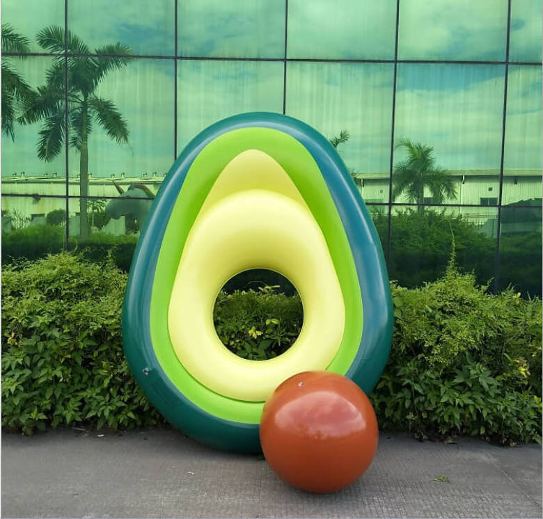 Inflatable Avocado Pool Float with Ball Water Fun Large Blow Up Summer Beach Swimming Party Toys Lounge Raft for Kids Adults