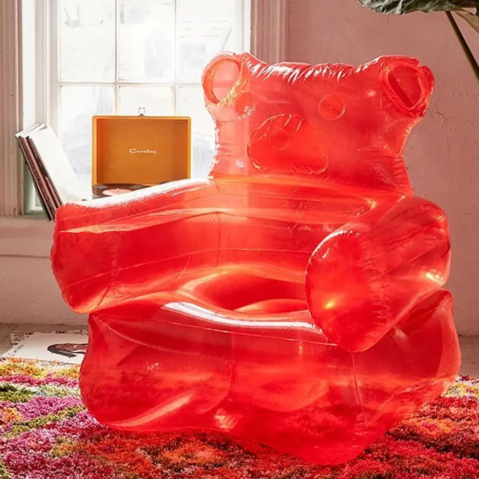 Gummy bear inflatable chair clear pvc inflatable pink sofa for 1 person