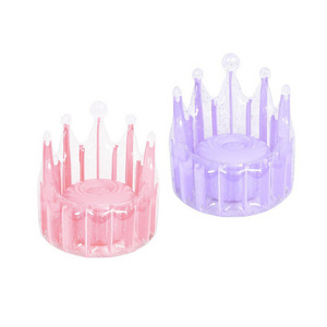 Thickened PVC purple and glitter crown kiddie throne lounge chair cute plastic blow up single sofa for home, outdoor, camping