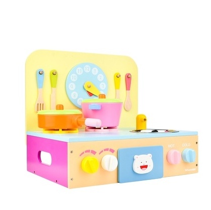 ToyWoo Wooden kitchen toy set play house slicer children cooking small kitchen gas stove