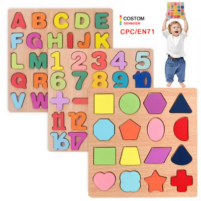 Puzzles for Toddlers 3 Pack Wooden ABC Alphabet Number Shape Puzzles Toddler Learning Toys for Kids Boys and Girls