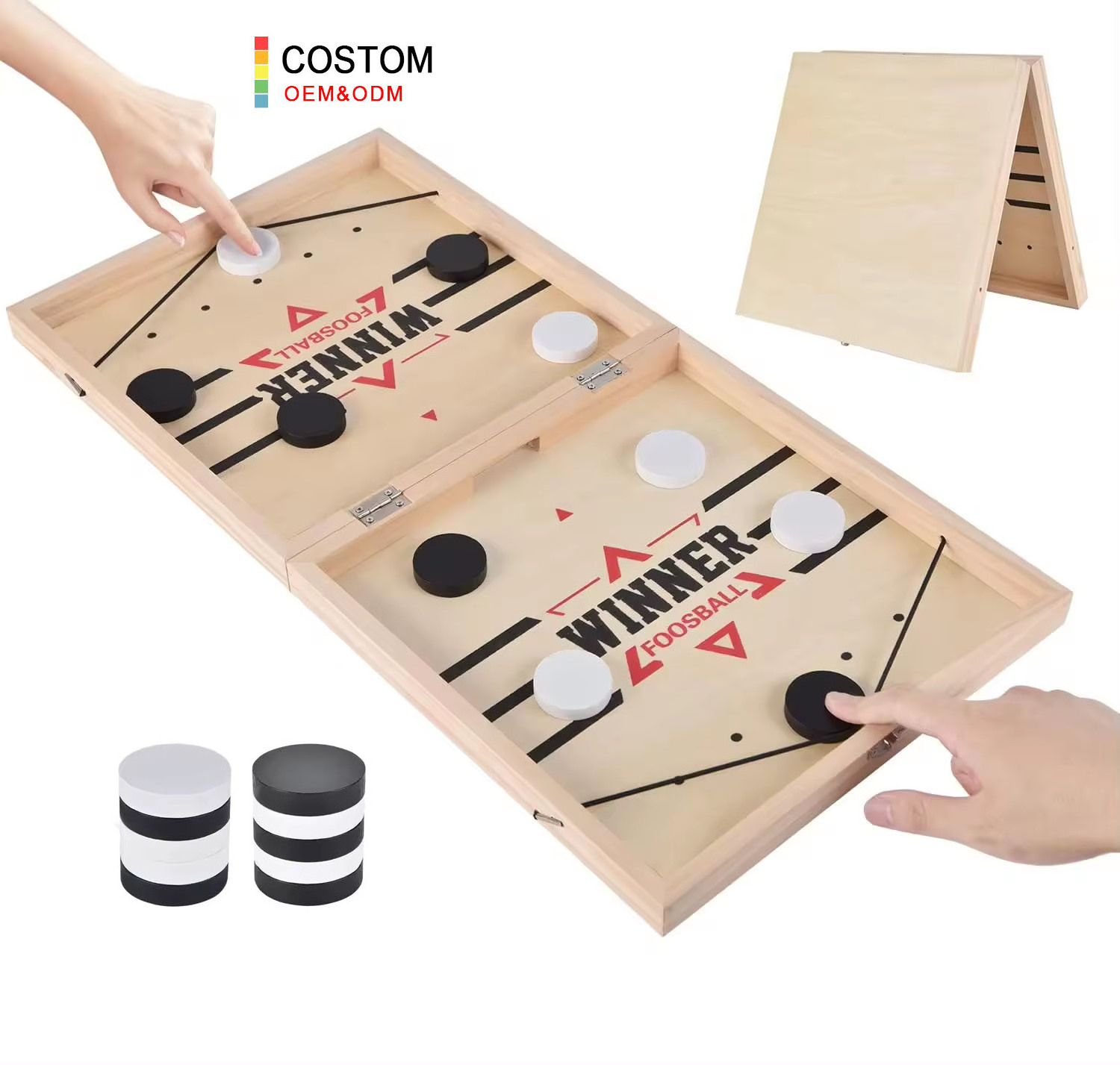 Foldable Large Fast Sling Puck Game Adults-Child Table Desktop Battle Wooden Hockey Table Game Family Foosball Winner Board Game