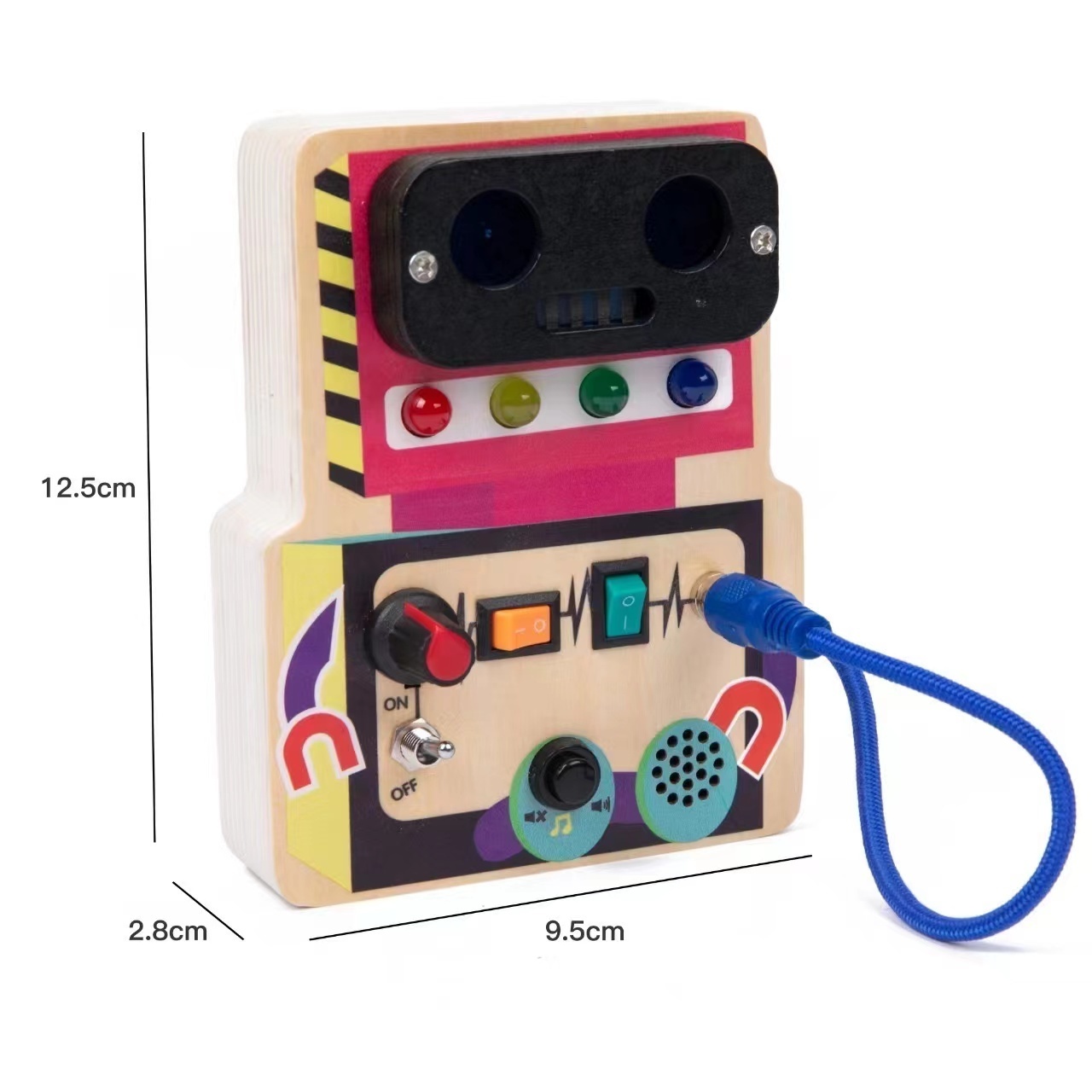 Busy Board for Toddler Kids Robot Sensory Toy for Autistic Children with LED Light Switches and Toggle Switch Portable Fidget