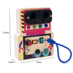 Busy Board for Toddler Kids Robot Sensory Toy for Autistic Children with LED Light Switches and Toggle Switch Portable Fidget