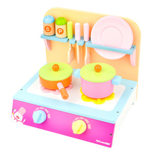 Toy Woo Wooden Children Kitchen Toys Girls Boys Miniature Cooking Bench Simulation Pretend Play House Cook Toy For Kids W-064