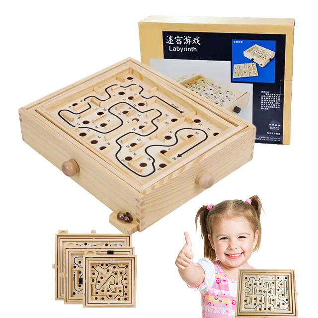 Educational 3d Kids Balance Training Maze Toy Wooden Board Game Cardinal Labyrinth Education Puzzle Classic Game Kids Labyrinth