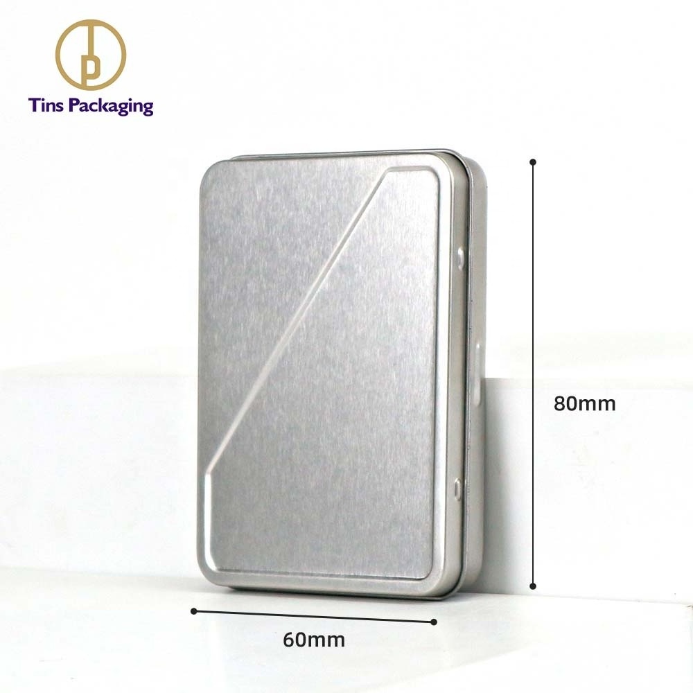 customized cigarette pre rolls metal tin case with hinge  gift cards mini rectangular hinged tin box