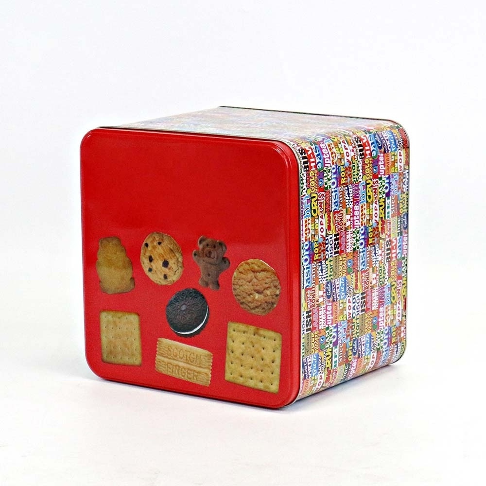 Wholesale custom metal cookie tin box for gift candy cookie package  tin with lid