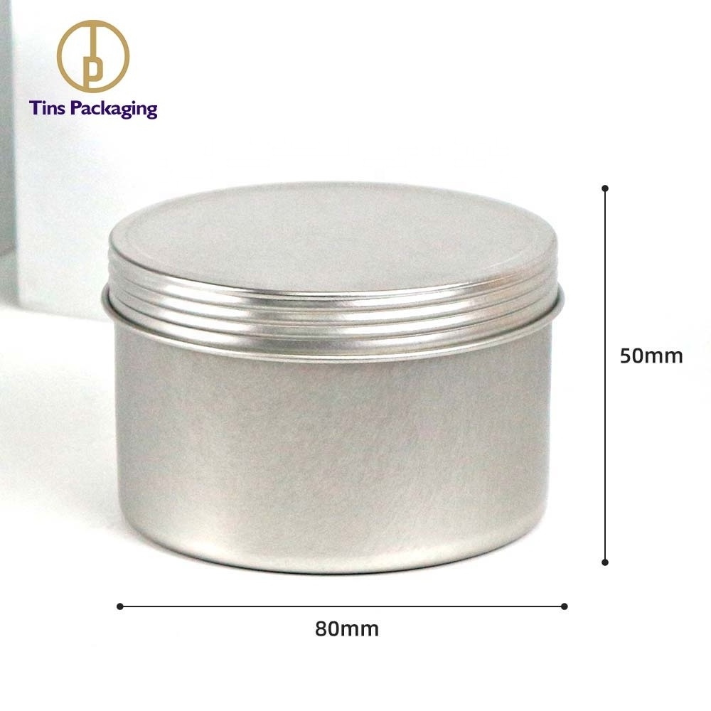 Candle Tin Container Black Gold Airtight Round 8 Oz Metal Can with Screw Lid Silver Tin Tea Box