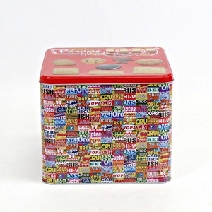 Wholesale custom metal cookie tin box for gift candy cookie package  tin with lid