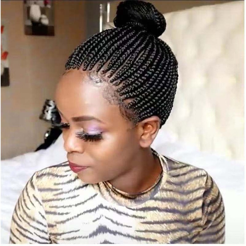 Wholesale African Knotless Box Braiding Hair Wig Glueless Synthetic Hair Vendors Full Lace Front Braided Wigs For Black Women