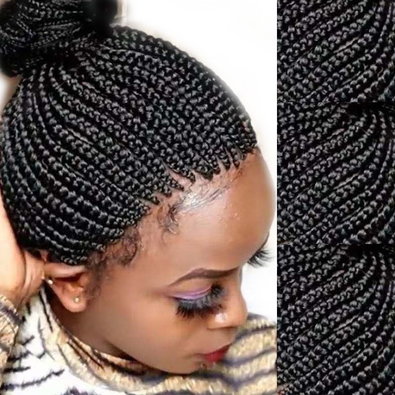 Wholesale African Knotless Box Braiding Hair Wig Glueless Synthetic Hair Vendors Full Lace Front Braided Wigs For Black Women