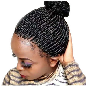 Wholesale African Knotless Box Braiding Hair Wig Glueless Synthetic Hair Vendors Full Lace Front Braided Wigs For Black Women