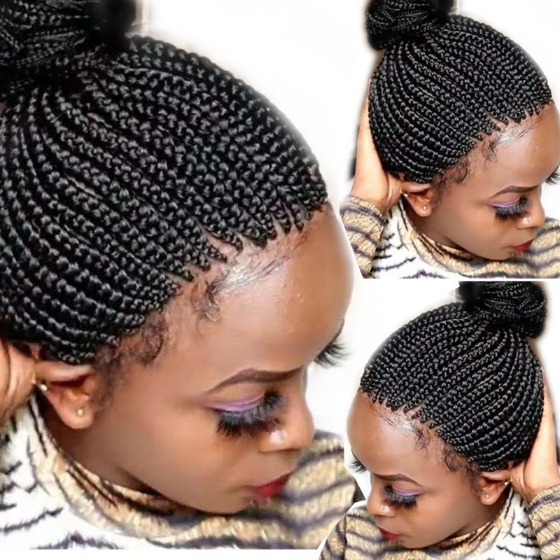 Wholesale African Knotless Box Braiding Hair Wig Glueless Synthetic Hair Vendors Full Lace Front Braided Wigs For Black Women