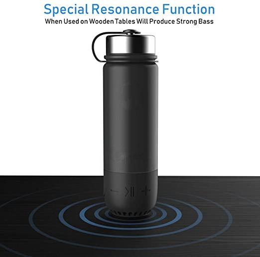 3-in-1 Smart Stainless Steel Water Bottle(Glows to Remind You to Stay Hydrated)+Speaker+ Dancing Lights,20oz(black)