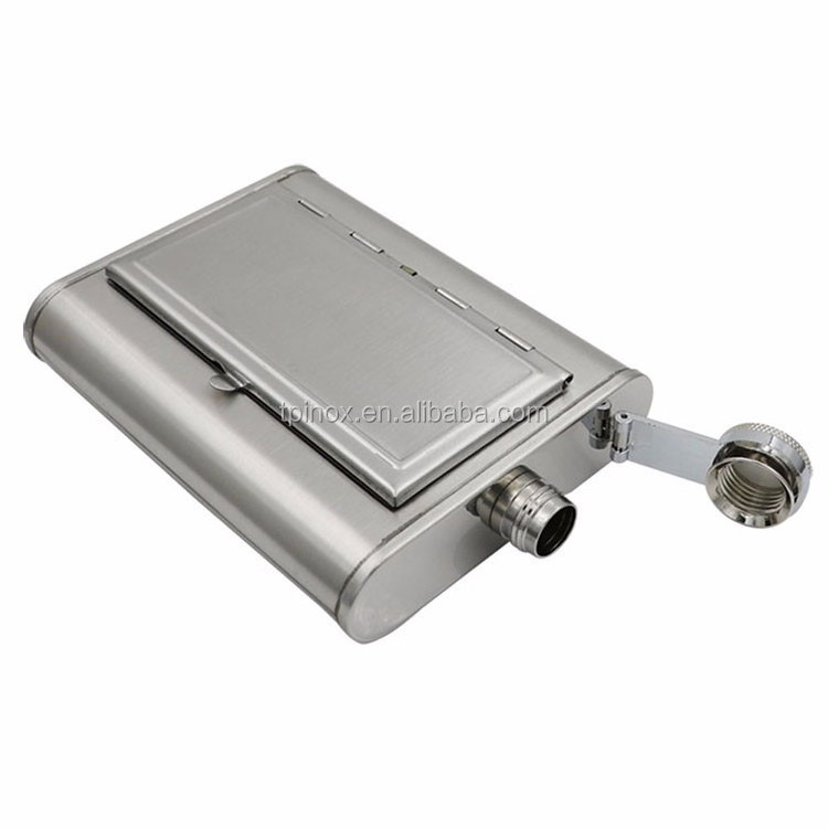 6oz stainless steel hip flask with cigarettes case