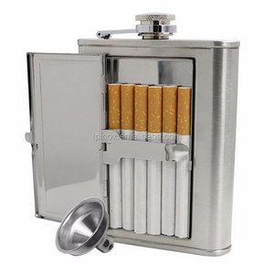 6oz stainless steel hip flask with cigarettes case